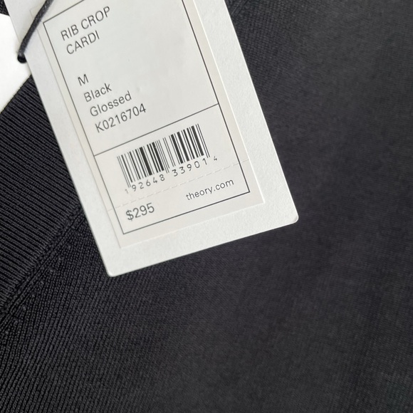 Theory Black rib crop cardi M - Picture 9 of 10